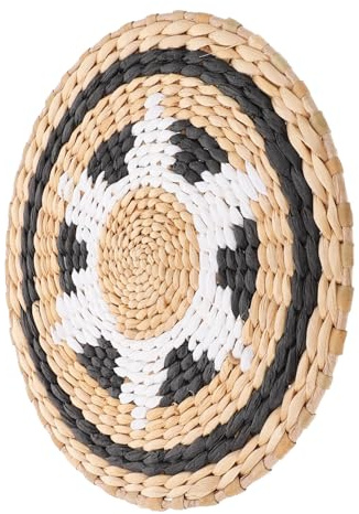 TOPPERFUN Runder Seegras Wandkorb im Boho Stil Handgefertigt Rustikal für Wanddekoration Tisch und Regaldeko Wohnzimmer