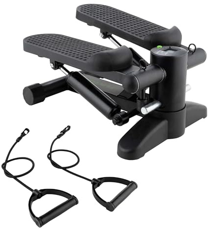 Tunturi Stepper – Fitness-Stepper – Treppensteiger – Aerobic-Step – Fitness – Inkl. Display und Widerstandsbänder – Schwarz
