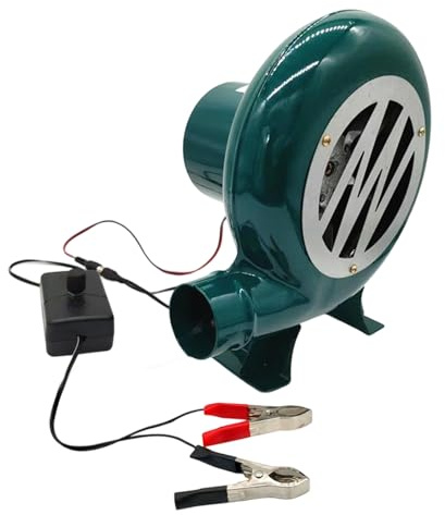 Souffleur d'air extérieur portable 12 V 120 W avec fonction de réglage de la vitesse adaptée pour barbecue, cuisine, feu de camp, souffleur en fer avec protection contre les surcharges