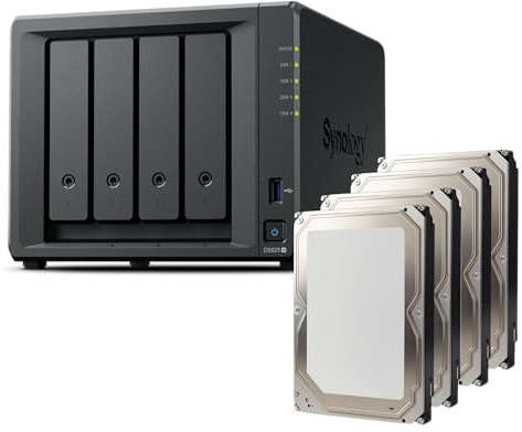 Synology DS925+ Bundle - Disco duro (4 unidades de 12 TB) 4Bay Desktop NAS, puertos de 2,5 GbE, 4 GB de RAM