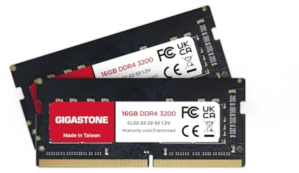 【DDR4 RAM für Laptops】 GIGASTONE 32 GB (2×16GB) DDR4 3200MHz Laptop-RAM–PC4-25600 SODIMM 260-Pin CL22 1,2 V, Unbuffered Non-ECC Notebook-Speicher-Upgrade (kompatibel mit 2933 MHz & 2666 MHz)