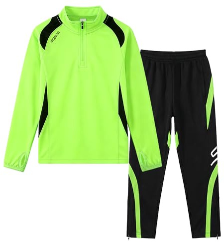 KAYSHA PENG Boys Tracksuit 2 Piece Quarter Zip Long Sleeve Jersey & Pants Athletic Set Neon Green 6T