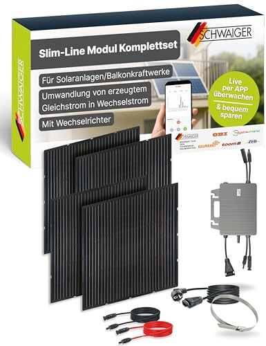 Slim-Line Modul 4er Set mit Wechselrichter Balkonkraftwerk Komplettset PV-Anlage Solaranlage