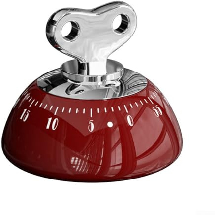 Timer da cucina magnetico, conto alla rovescia da 60 minuti, senza batterie, molla meccanica, in acciaio inox, ABS, per scrivania, cucina, studio, gestione del timer, rosso, bianco, verde (rosso)