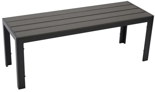 DEGAMO Gartenbank Hockerbank Sorano 2-sitzer 120cm, Gestell Aluminium anthrazit, Sitzfläche Kunstholz dunkelgrau, Outdoor