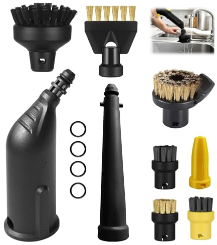 ZHEHNSA Juego de 13 accesorios para limpiador de vapor Kärcher SC5 SC3 SC1 SC4 SC2 - Boquilla alargada, boquilla curvada, cepillo redondo, cepillo redondo de latón