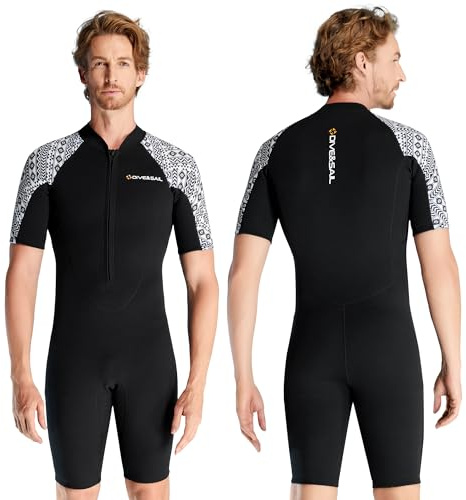 Combinaison shorty en néoprène à manches courtes pour homme et femme - Fermeture éclair avant de 3 mm - Shorty - Pour le surf, la plongée, le SUP