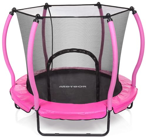 meteor kindertrampolin 140 cm mit innennetz Trampolin für Kinder ab 3 Jahre Indoor Outdoor gartentrampolin stabil sicher kompakt rutschfest wetterfest bis 50 kg