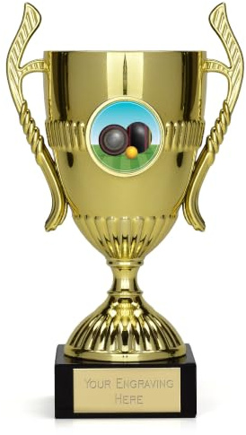 TROPHIESPLUSMEDALS Lawn Bowls Gold Merit Trophy Cup, 15cm