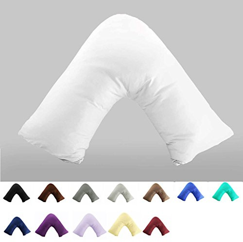Gyulin 100% Cotone 300 Fili Soild Busta Stile a Forma di V/Tri/Boomerang Standard Federa copricuscino Copertura Senza Inserto, 100% Cotone, White, V Shaped Federa