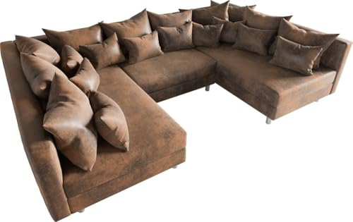 DELIFE Couch Clovis Braun Antik Optik Wohnlandschaft modulares Sofa