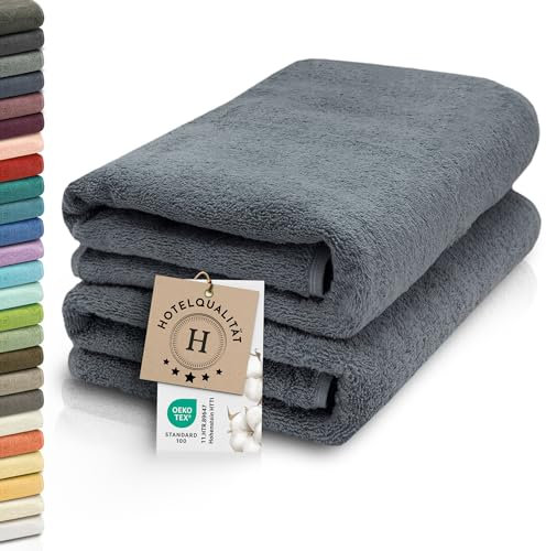 ZOLLNER 2er Set Saunatücher - weiche und saugstarke Handtücher - waschbar bis 95°C - Baumwolle -70x200 cm in grau