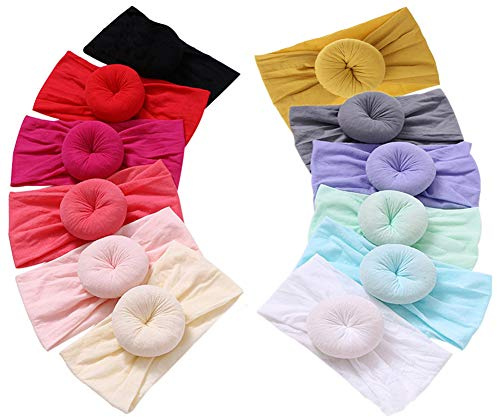 Qandsweet Baby Headbands Circle Bows Knotted Soft Silk Nylon Headwraps For Newborn Infant Toddlers Girl Kids