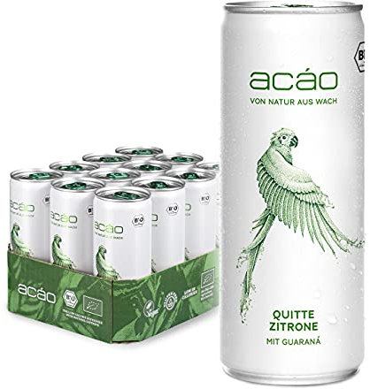 acáo Quitte-Zitrone, Bio-Erfrischungsgetränk mit Guaraná (12 × 250 ml Dose) – die gesunde Alternative zu Energy Drinks – kalorienarm, bio & vegan