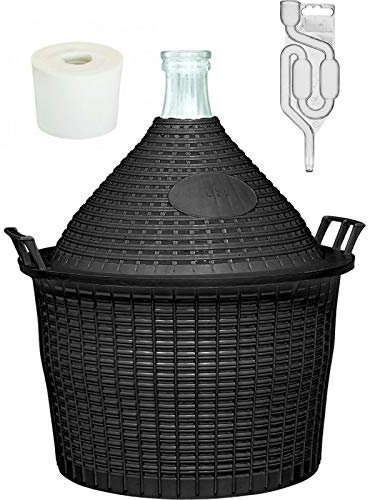 lilawelt24 10L Weinballon Gärballon Gärbehälter Glasballon + Gärrohr + Gummistopfen