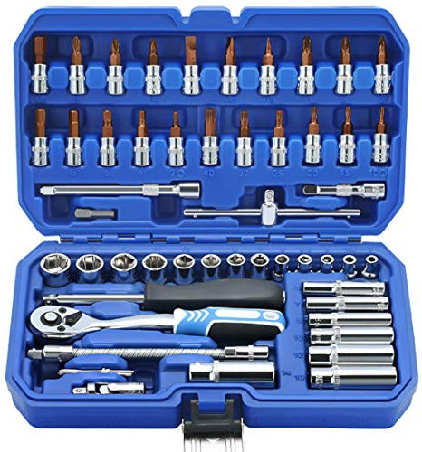 HIOD 46 pcs 1/4 Zoll Laufwerk Socket & Bit Set 72 Zähne Ratschenschlüssel Sechskantschlüssel Werkzeugkombination Repair Tool Kit