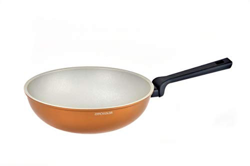 SALUTELLA Padella Wok Zerocolor Antiaderente Induzione 28 Cm | Saltapasta 28 Cm | Le migliori Pentole Senza Nichel italiane | Padelle Grandi Dimensioni | Flat Bottom Carbon Steel Wok