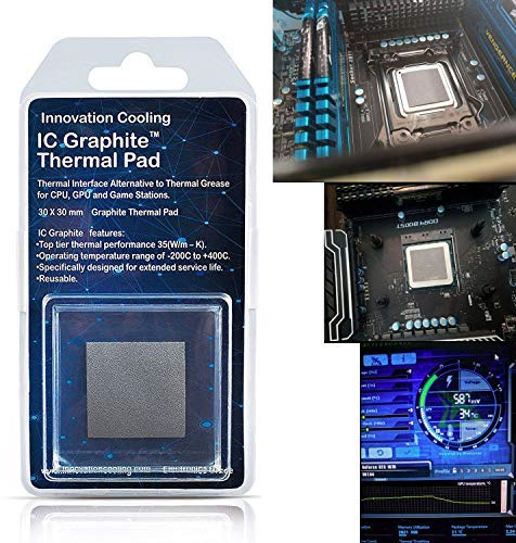 Innovation Cooling Lot de 2 tampons thermiques graphite - Remplacement permanent pour pâte thermique/graisse (40 x 40 mm)