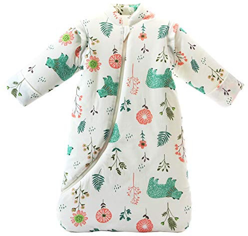 Chilsuessy Baby Schlafsack mit abnehmbaren Ärmeln Winter Angedickte, Eisbär/3.5 Tog, S/Körpergröße 60-75cm