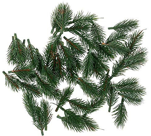 Ideen mit Herz Rami di abete decorativi, verde, 6,5 cm di lunghezza, 55 pezzi, rami di abete artificiali, decorazione per corona dell'Avvento, verde abete