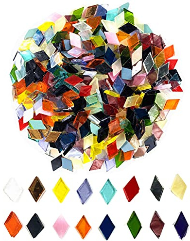 MESOAR Lot de 600 carreaux de mosaïque en forme de losange de couleurs assorties pour cadres photo, pots de fleurs, miroirs ou travaux manuels