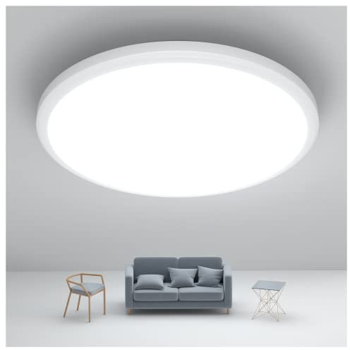 JONMONSM Led Deckenleuchte Flach 25W, IP54 Wasserfest, Ø30cm 2000LM 6500k, Rund Lamp Deckenlampen für Badezimmer, Schlafzimmer, Küche, Flur, Weiß
