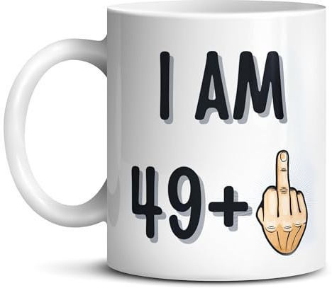 Panther Print I am 49+1-50 Year Old 50th Large Heavy Duty Ceramic Novelty Funny Coffee Mug, Cup for Men & Women, Girls & Boys – Gift for Birthday, Work, Boss, Colleague - Adult Present, Celebration