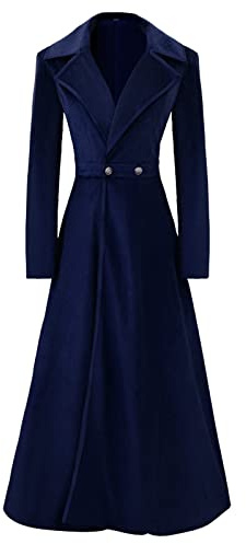 Women's Gothic Velvet Trench Coat Long Sleeve Lapel Vintage Long Cardigan Coat Steampunk Fall Winter Warm Overcoats