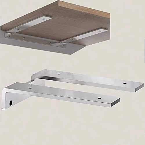 XFAK Regalwinkel Edelstahl Schwerlast Regalhalterung Versteckte RegalstüTzen Schwebende RegalträGer Industrielle Wandregal Halterung, 15cm/25cm (Size : 250mm/10inch)