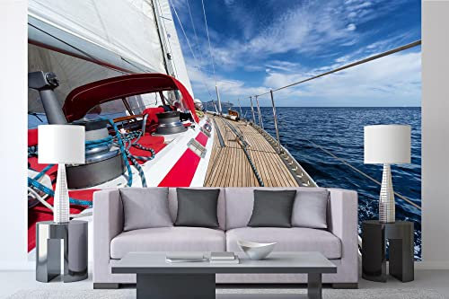 Vlies Fototapete SEGELN 375 x 250 cm (inkl. Kleister) - Vlies Tapete, Wandtapete, Wandbilder - Tapete für Wohnzimmer Schlafzimmer, Büro, Küche - Montagefertig
