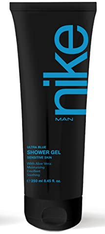 NIKE - Ultra Blue 250 ml, Gel de Baño Hombre, para Piel Sensible, con Aloe Vera, Aroma Oriental Floral, Gel Masculino, Fresco