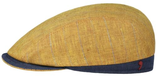 Alfonso D’Este Leinen Stripes Flatcap Schirmmütze Ballonmütze Leinencap Herren - Made in Italy mit Schirm, Futter Frühling-Sommer Sommer - L (58-59 cm) senf