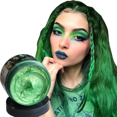 TemporäRes Haarfarbwachs Einweg Waschbares Haarwachs Natural Hair Dye Wax FüR Party, Cosplay,Halloween DIY Haarstyling Haarwachs (Dunkelgrün)