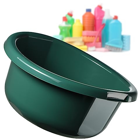 KADAX Round Bowl 8L, Plastic Washing Up Bowl for Kitchen and Bathroom, Large Basin for Washing Dishes, Soaking Laundry and House Cleaning (Green)