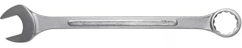 MJW Ringschlüssel 50 mm - Maul-Ringschlüssel aus CrV Stahl, DIN 3113 15° abgewinkelter Ring & Gabel ergonomischer Griff Werkzeug für Werkstatt