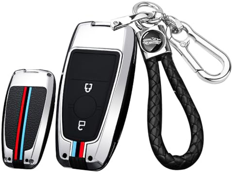 ontto Autoschlüssel Metall Hülle Passt für Ford Fusion Mustang Explorer F150 F250 F350 EcoSport Edge S-MAX Ranger Lincoln Mondeo Autoschlüssel Etui Schlüsselhülle Schlüsselanhänger 2 Taste-A Silber