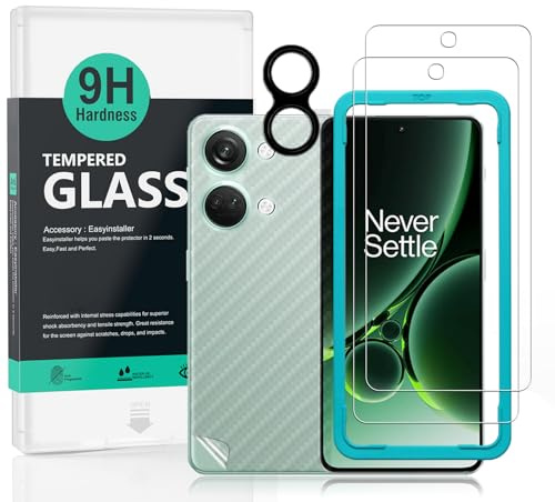 Ibywind 2 Pezzi Pellicola Protettiva per OnePlus Nord 3 5G(6,74 Pollici)+1 Pezzo Protettore Len della Fotocamera+1 Pezzo Pellicola Posteriore,9H Durezza Vetro Temperato,HD Clear,Senza Bolle