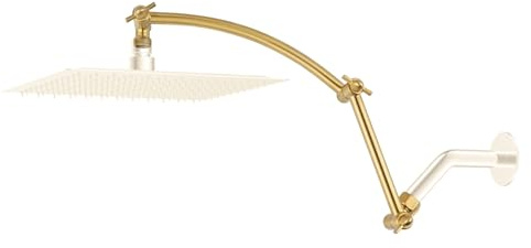 Hibbent Duschkopf-Verlängerungsarm, 40,6 cm, massives Messing, verstellbare Verlängerung mit Verriegelungsgelenk, Standard 1,27 cm, erhöhter oder niedrigerer Niederschlag und fester Duschkopf,