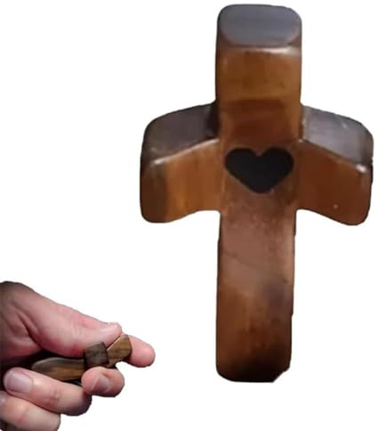 kiskick Cruz de madera de olivo sosteniendo la mano, textura suave, tamaño de bolsillo, alivio del estrés, compañero espiritual, cruz de aliento, regalo de aliento, cruz de madera para oración, palma,