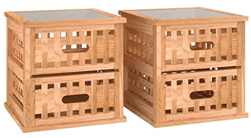 KTHLBRH Nachttische 2 STK. 34x34x34 cm Massivholz Nussbaum Nachtschränkchen Sofa-Beistelltisch Schlafzimmermöbel für Schlafzimmer, Büro, Arbeitszimmer