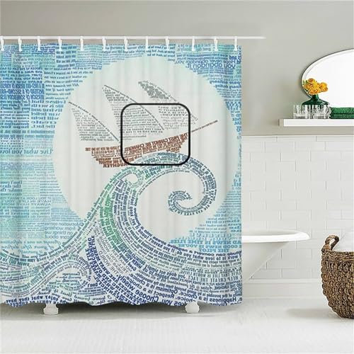 Guofuos Duschvorhang Surf-Segelboot 180x120cm Duschvorhäng Anti Schimmel,Wasserabweisend Stoff Duschrollo Waschbar,3D Draussen Bad Vorhang Schnell Trocknend,Badewanne Badezimmer Decor Vorhänge