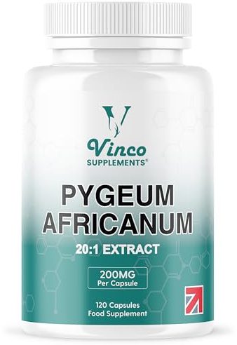 Vinco Pygeum Africanum 4,000mg Equivalent - 200mg of 20:1 Extract - 120 High Strength Capsules - 13% phytosterols - Prostrate Health Supplement - Non-GMO & Gluten Free – Made in UK