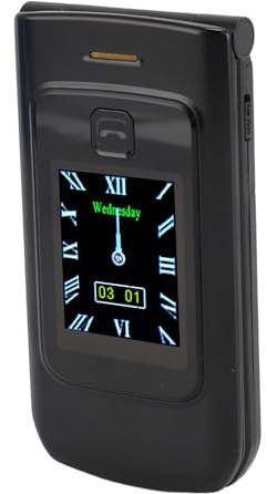 Äldre Mobiltelefon, Senior Flip Mobiltelefon 8 Familjnummer Dubbel Skärmtelefon (Svart)