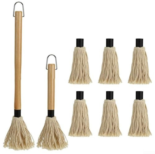 Zum Grillen Basting Mop Set mit großen und kleinen Grillpinseln, Ersatzbürsten (A)