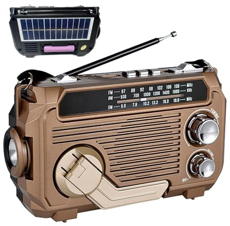 Manivelle et Radio Solaire de Survie | Lampe de Poche Portative | Gadget de Survie avec Chargement à 3 Voies, AM/FM/SW sans Fil pour Voyage