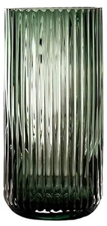 Cabilock Glasvase Säulenform 9.8 Zoll Große Bodenvase Mit Vertikalen Streifen Transparentes Blumendekor Für Wohnzimmer Salon Und Zuhause