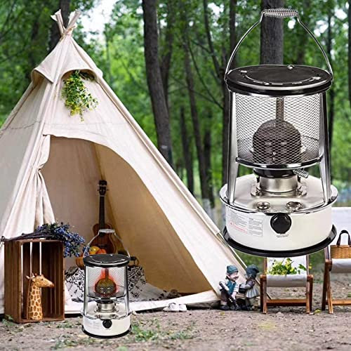 WXPXYBF Estufa de Queroseno para Tienda de campaña al Aire Libre, Calentadores de Aceite portátiles y eficientes para Interiores, Estufa de Queroseno para Acampar, calefacción/6 l/Blanco