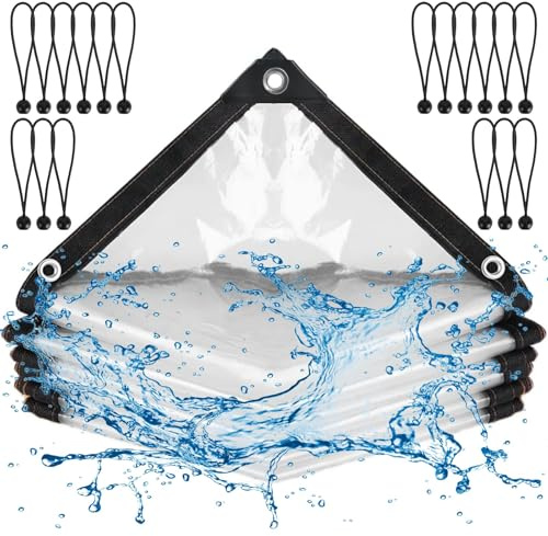FOGAWA Lona Transparente Exterior 3 x 6 m Toldo Transparente, Lonas Impermeables Exterior con Ojales Plastico Invernadero para Plantas Invernadero Jardines Camiones Cenadores