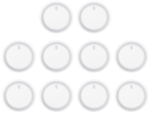 QUARKZMAN 10 moldes redondos de resina para llaveros, kit de forma de epoxi de silicona, con agujero para llaveros, joyas, manualidades, fabricación de manualidades, color blanco