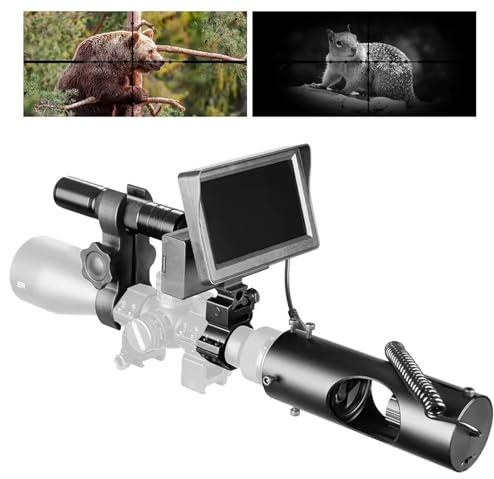 SUZLAZYR Vision nocturne – Caméra de chasse – Lunettes de fusil avec écran HD de 4,3 pouces et lampe de poche infrarouge 850 nm – Vision nocturne à 200 m